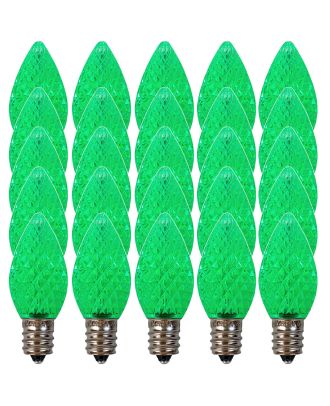 Box of (25) Green C7 LED faceted bulbs