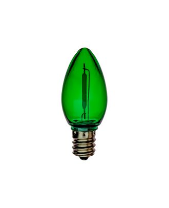 C7 transparent GREEN smooth finish LED bulb