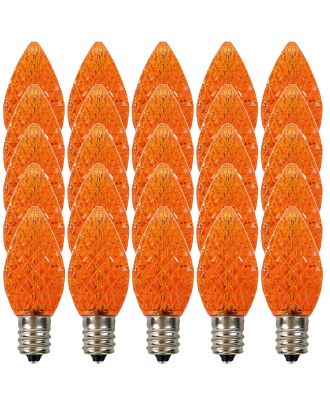 Box of (25) Orange C7 LED faceted bulbs