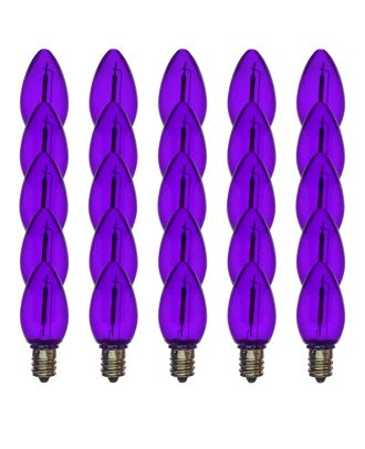 C7 transparent PURPLE smooth finish LED bulb pack of 25
