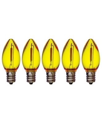 C7 YELLOW colored LED filament Plastic bulbs pack of 5