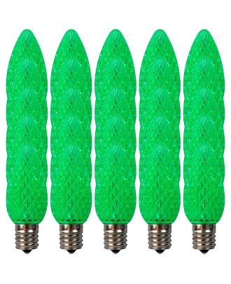 Box of 25 of Green C9 LED replacement bulbs