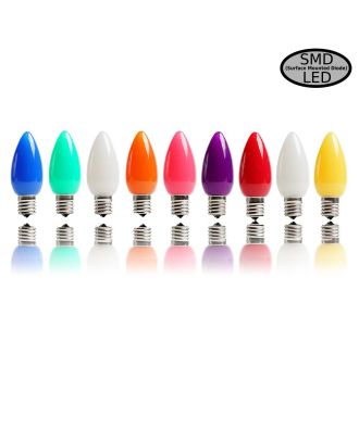 C9 Smooth Opaque LED Bulbs with SMD  in many colors and quantities