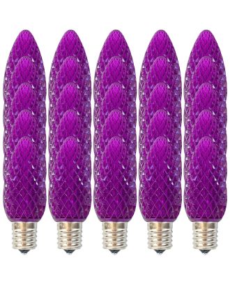 Box of 25 of Purple C9 LED replacement bulbs