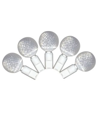 G25 Warm White LED Lights 50 bulbs - White Wire Christmas Lights