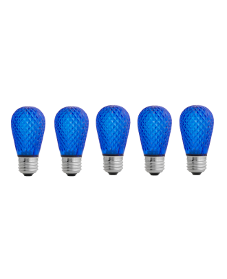 blue S14 LED plastic faceted bulb Pack of 5