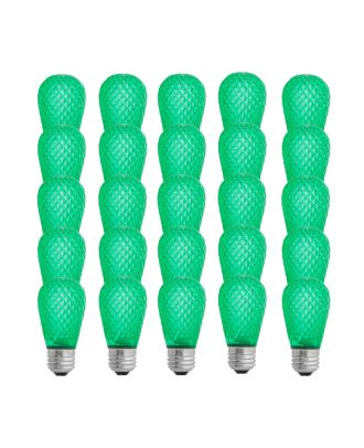 green S14 LED plastic faceted bulb Pack of 25