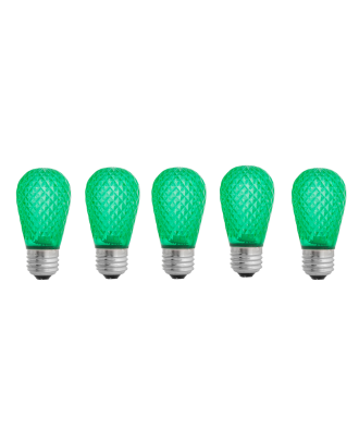 green S14 LED plastic faceted bulb Pack of 5