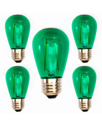 Green S14 Led filament Patio Light String replacement bulbs 5 count