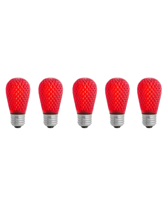 red S14 LED plastic faceted bulb Pack of 5