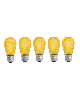 yellow S14 LED plastic faceted bulb Pack of 5