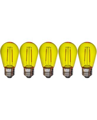 S14 YELLOW colored LED filament Plastic bulbs Box of 5