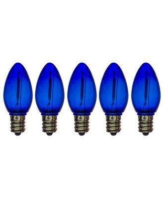 C7 transparent DARK BLUE smooth finish LED bulb pack of 5