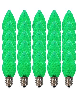 Box of (25) Green C7 LED faceted bulbs