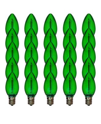 C7 transparent GREEN smooth finish LED bulb pack of 25
