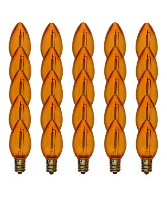 C7 transparent ORANGE smooth finish LED bulb pack of 25