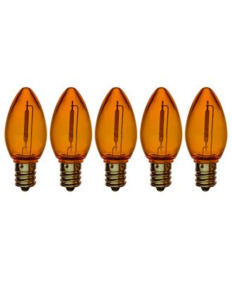 C7 transparent ORANGE smooth finish LED bulb pack of 5