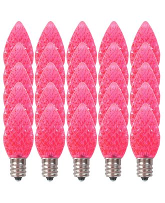 Box of (25) Pink C7 LED faceted bulbs