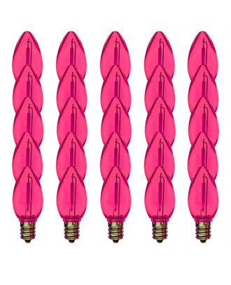 C7 transparent PINK smooth finish LED bulb pack of 25