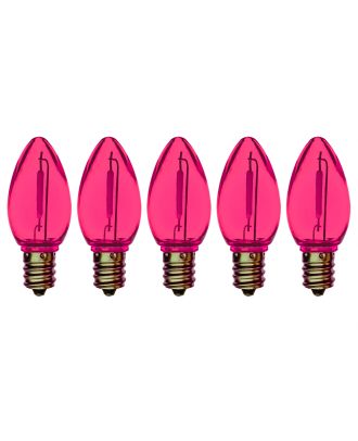 C7 transparent PINK smooth finish LED bulb pack of 5
