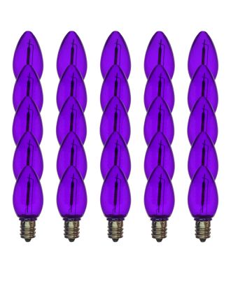 C7 transparent PURPLE smooth finish LED bulb pack of 25