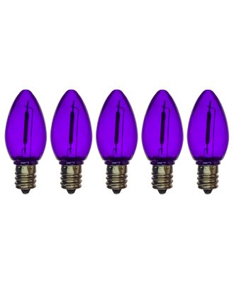 C7 transparent PURPLE smooth finish LED bulb pack of 5