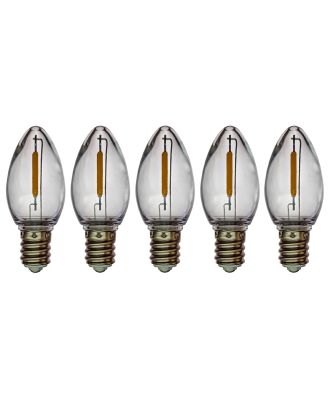 C7 transparent PURE WHITE smooth finish LED bulb pack of 5