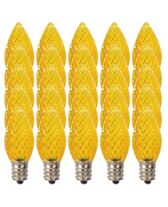 Box of (25) Yellow C7 LED faceted bulbs