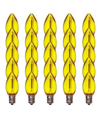 C7 transparent YELLOW smooth finish LED bulb pack of 25