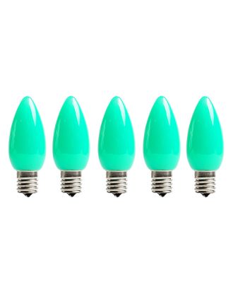 Pack of (5) C9 Opaque Green LED Bulb - C9 Smooth Lens