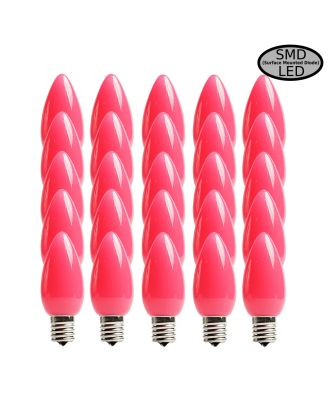 Opaque Pink C9 SMD LED Bulbs - Box of 25
