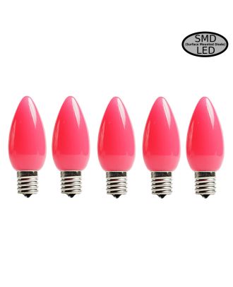 Opaque Pink C9 SMD LED Bulbs - Pack of 5