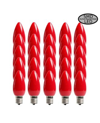 Opaque Red C9 SMD LED Bulbs - Box of 25