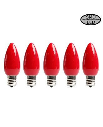 Opaque Red C9 SMD LED Bulbs - Pack of 5