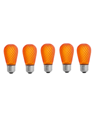 amber S14 LED plastic faceted bulb Pack of 5