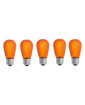 amber S14 LED plastic faceted bulb Pack of 5