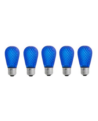 blue S14 LED plastic faceted bulb Pack of 5