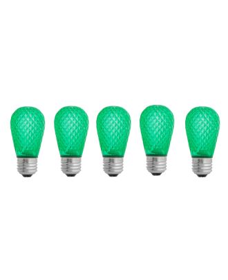 green S14 LED plastic faceted bulb Pack of 5