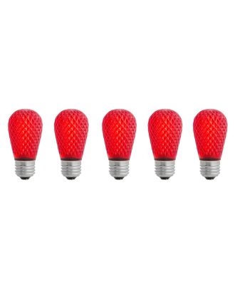 red S14 LED plastic faceted bulb Pack of 5
