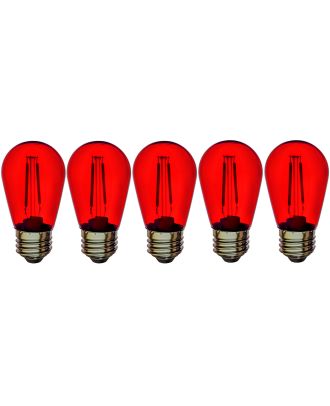 s14 red plastic patio string bulbs pack of 5