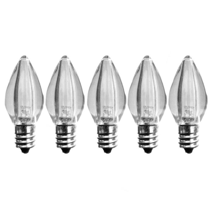 Pack of 5 Warm White smooth transparent C7 bulbs