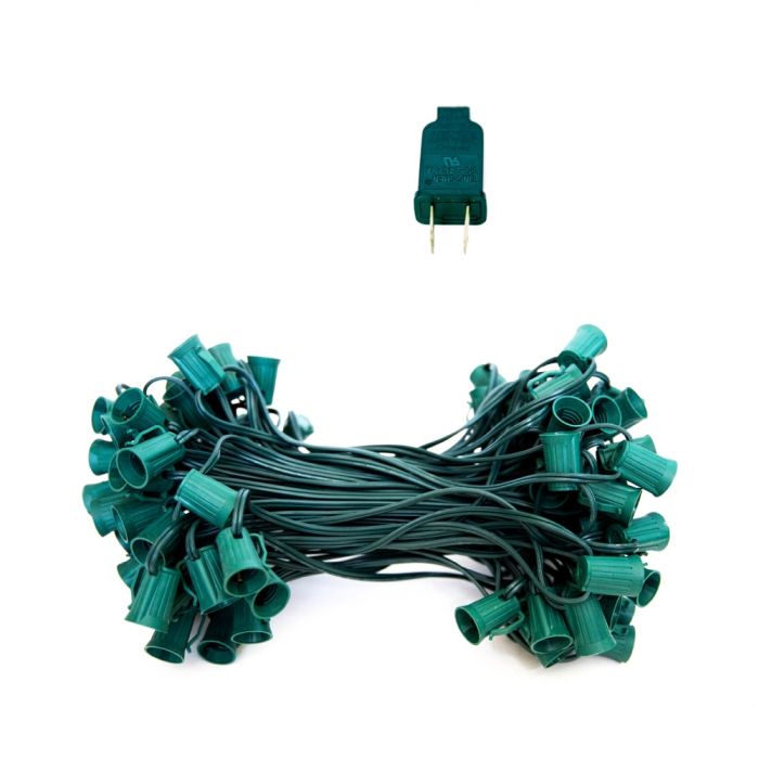 MIK Solutions SPT-1 100ft C9 Christmas Spool Green Wire with Socket Stringer Bulk Reel